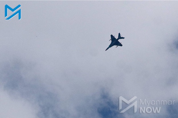 A junta jet that recently bombed Namkham, in northern Shan State (Myat Pan / Myanmar Now)