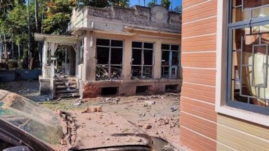 A monastery in Mongmit destroyed by military artillery fire or airstrikes on January 18 (Supplied)
