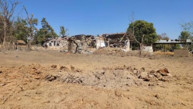 The wreckage of the school in Daw Si Ei after it was hit by an airstrike on February 5 (Karenni Human Rights Group)