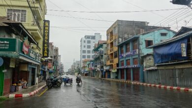An empty street in Sittwe seen after Cyclone Mocha in May 2023 (EPA)