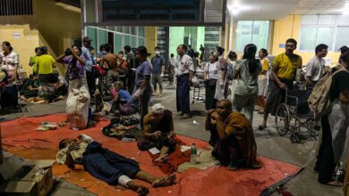 Witnesses reported seeing patients lying on the ground at Mandalay General Hospital due to a lack of available beds.