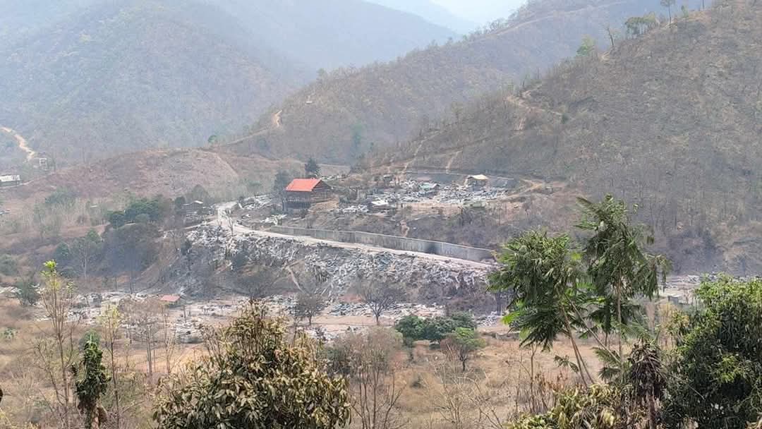 Nazan , a village in Chin State’s Tonzang Township, is seen on April 5, a day after it was attacked by the ZRA (Photo: CJ)