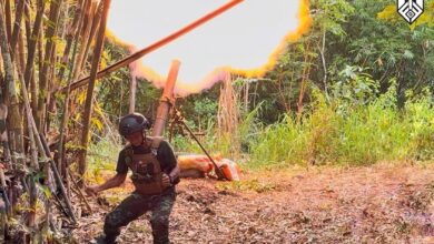 A resistance fighter fires a heavy weapon at a junta position (Photo: Force for Federal Democracy)