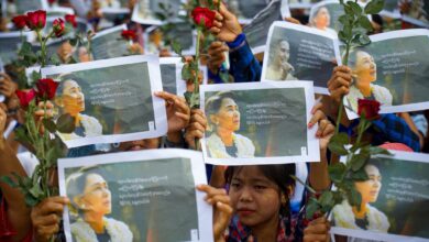 Supporters gather to celebrate Aung San Suu Kyi’s 80th birthday in Salingyi Township, Sagaing Region, on June 19 (Photo: Aung Khant Zaw)