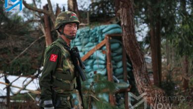 A KIA soldier at a captured junta base in Kachin State (Photo: Myat Pan / Myanmar Now)
