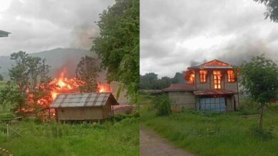 Houses burn in the village of Hpa Yar Taung following its capture by regime forces on June 2 (Photo: Supplied)