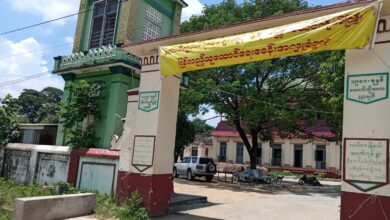Donation office for earthquake-damaged Buddhist monastery reconstruction project in Pyinmana Township, Naypyitaw Union Territory