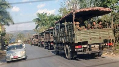 A junta convoy passing through northern Shan State (Photo: TNLA)