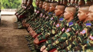 A group of Arakan Army soldiers are photographed in 2023. (AA Info Desk)