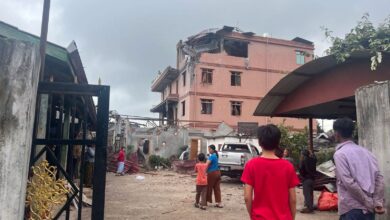 A Myanmar military fighter jet targeted a civilian area in Shan State’s Kutkai town on July 29, 2025, leaving six dead and nine others wounded. (Photo: Supplied)