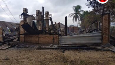 A village in Kanbalu Township, Sagaing Region, lies in ruins after being set on fire in 2022. (Photo: Kyunhla Activists Group).