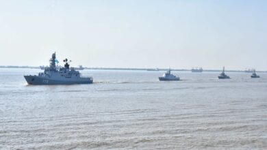 Junta navy ships seen during a military exercise in 2019 (Photo: Myanmar military)