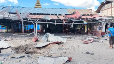 The monastery in Mu Kan Gyi after it was hit by junta airstrikes on August 18 (Photo: Depayin Township People’s Administration Organisation)