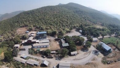 Aerial view of buildings within the Phayaung Taung gold-mining site (Photo: Department of Mines)