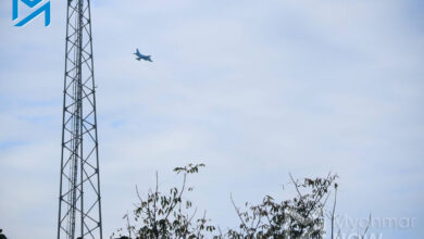 A junta aircraft seen near Namkham, northern Shan State in December 2023 (Photo: Myat Pan/Myanmar Now)