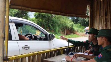 Vehicle stops at a road checkpoint operated by the Myanmar National Democratic Alliance Army (MNDAA), also known as the Kokang army (Photo: The Kokang/Facebook)