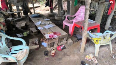 Scene after the junta airstrike that hit the Kyauk Hpyu village learning circle (Photo - MDY-PDF)