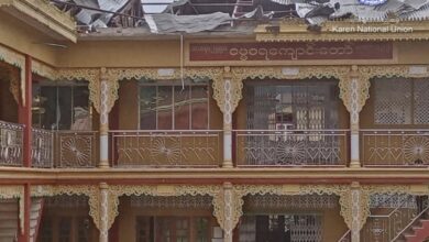 A monastery in Myanmar’s Tanintharyi Region lies damaged after a junta airstrike in mid-September, 2025. (Photo: KNU)