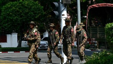 Junta troops seen in Yangon on February 1, 2024 (Photo: AFP)