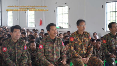 Screenshot from a video of an MNDAA press event announcing the surrender of 317 junta troops, including senior officers, on the Lashio front in July 2024. (Photo: Supplied)