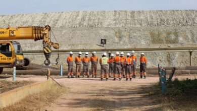 Workers at a copper mining project in Sagaing Region’s Salingyi Township (Photo: Wanbao)