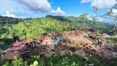 The village of Pan Tha Pyay in Kyaukme Township after a junta airstrike on Saturday (Photo: TNLA)