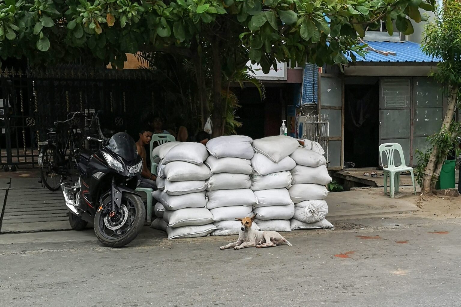 A junta security checkpoint in Mandalay city on June 23, 2021, where soldiers and police were inspecting vehicles and monitoring movement following widespread anti-coup protests. (Photo: AFP)