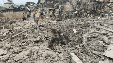 The aftermath of a junta bombing in Namtu Town, Shan State, on October 6, 2025. (Photo: TNLA)