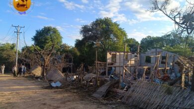 Civilians’ homes damaged in the airstrikes (Photo: Anyar Myay Civil Society Group)