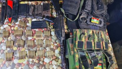 Weapons and ammunition seized by armed resistance members in an attack on junta security personnel and Pyu Saw Htee militia members in Bago Region’s Zigon Township
