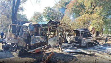 Junta vehicles destroyed by NUG-commanded resistance forces (Photo: NUG Ministry of Defence)