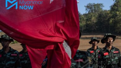 Members of Yangon Battalion 5102, based in the NUG’s Southern Military Region, take part in a graduation ceremony on January 13, 2025 (Photo: Ko Sit / Myanmar Now)