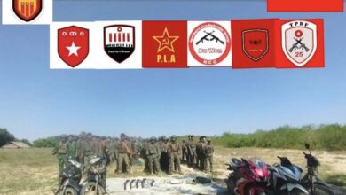 Weapons captured by resistance forces during the battle for control of Mutein in Taze Township, Sagaing Region, on November 28 (Photo: Taze Township PDO)