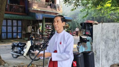 Rakhine Nationalities Party candidate Ba Shein campaigning in Kyaukphyu in the first week of November (Photo: Thayabathi Thandar Lacham Myi)