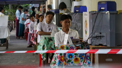 A polling station in Yangon seen yesterday.