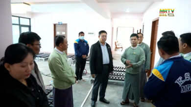 UEC member Aung Lwin Oo, centre, the target of an ambush that left several people dead on January 6 (Photo: MRTV)