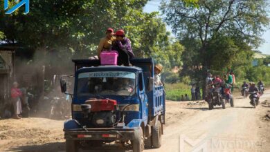 A locally made agricultural vehicle is seen operating in a resistance-controlled area of Myaung Township, Sagaing Region, where fuel shortages have driven up transport costs (Photo: Myanmar Now)