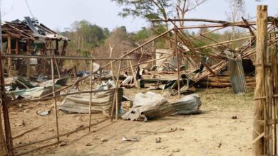 Debris from the airstrike on the Hpalankaing oilfield in Magway’s Pauk Township on April 4 (Photo: We love Myaing)