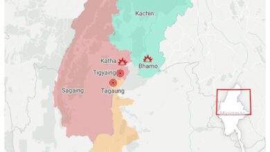 Resistance groups have retreated from Tigyaing in recent days as intense fighting between junta troops and Kachin Independence Army forces continues in nearby Katha and Bhamo.