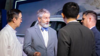The head of the U.S. Embassy in Yangon, Douglas Sonnek (second left), a the Yangon International Mobility Show in March (Photo: U.S. Embassy Rangoon)