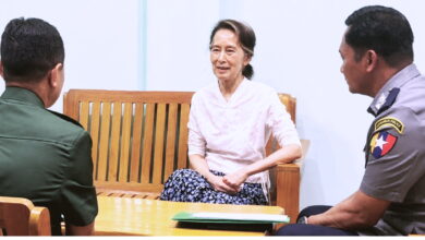 Aung San Suu Kyi is seen in this undated photograph released by the military on April 29 (Photo: The Mirror)
