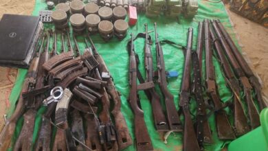 Weapons and ammunition seized from the Pyu Saw Htee base captured by resistance forces in Myaing Township on May 23 (Photo: Anyar Myay Coalition Force)