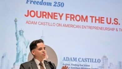 Adam Castillo speaks at the American Center in Yangon on May 14 (Photo: Adam Castillo / LinkedIn)