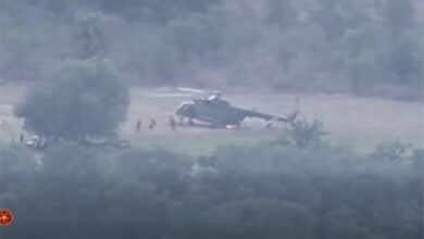 A screenshot of a video showing the helicopter hit by a resistance drone attack in Magway Region’s Myaing Township on June 23 (Photo: Magway Region Ministry of Defence)