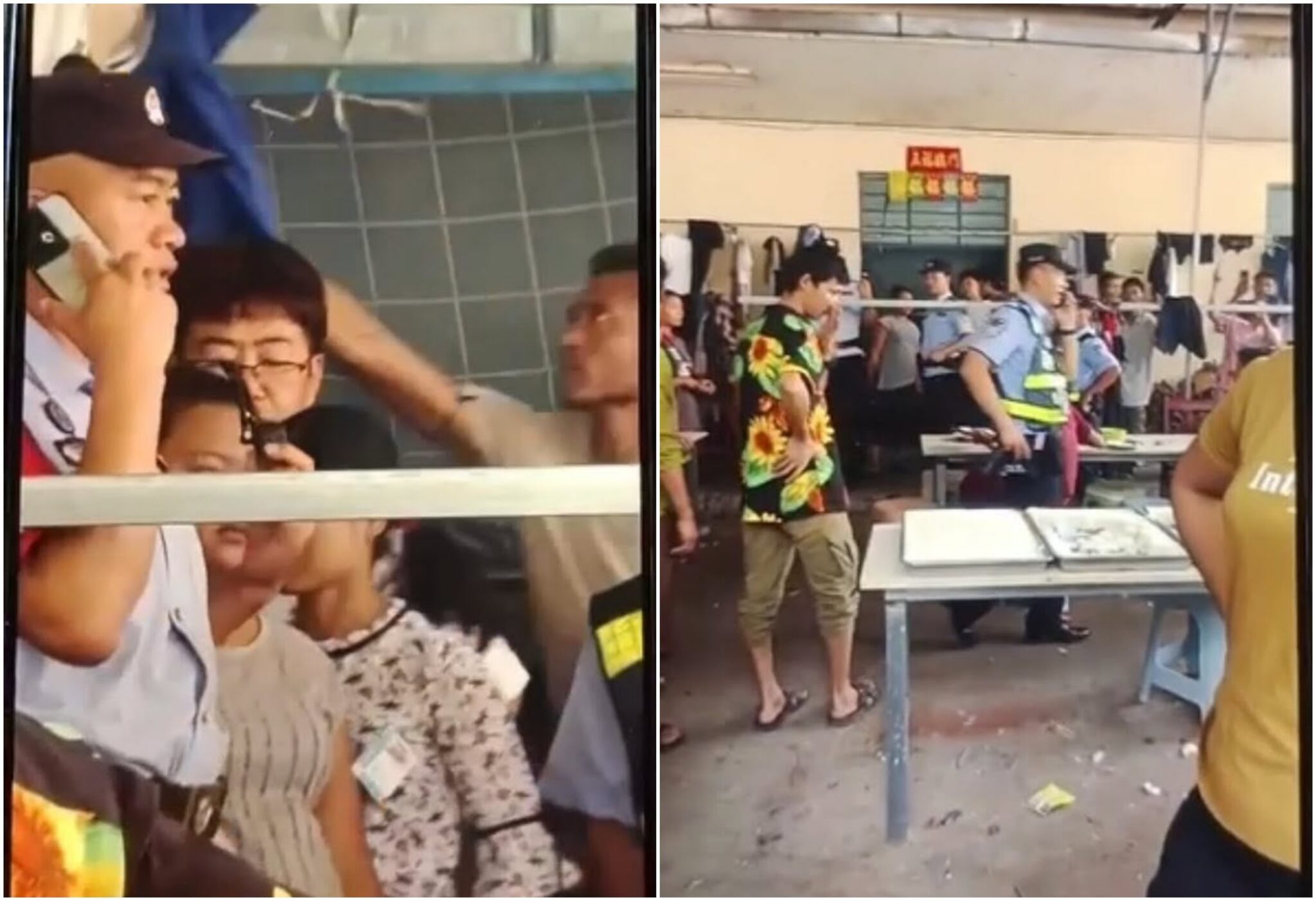 Police arrive at the Xinqiang Garment factory on June 3 (Photo: Solidarity Trade Union of Myanmar)