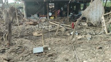 One of the houses destroyed by airstrikes on the village of Ta Laing in Sagaing Township on June 28 (Photo: Supplied)