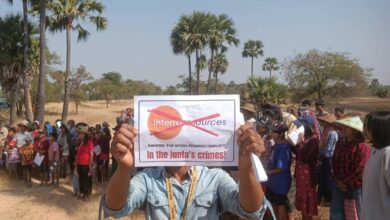 Protesters demand action against Interra during a demonstration in Magway Region on February 12 (Photo: Magway People’s Strike Committee)