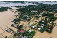 Flooded villages between Kyauktaw and Mrauk-U in Rakhine State (Photo: Khaing Min Shin)