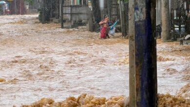 Floodwaters from the Uyu River flow into the jade-ming town of Hpakant on July 19 (Photo: Hmaw Min Thar)