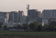 Shwe Kokko, a city in Karen State known for its massive scam operations, is seen from Mae Sot, Thailand, in February 2025 (Photo: AFP)